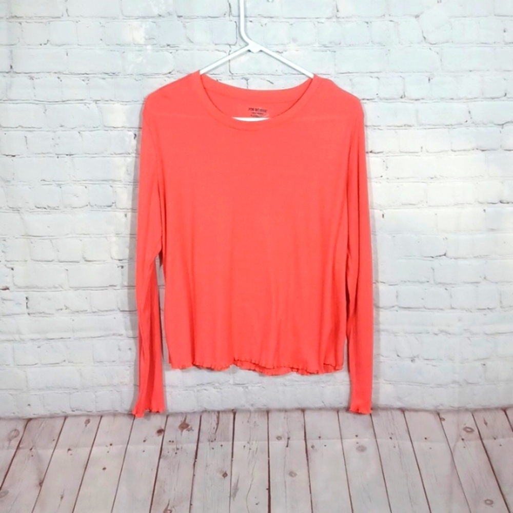 Joe Boxer Woman's Orange Crop Top  Long Sleeve‎ Shirt New
